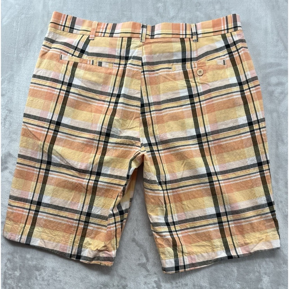 LoudMouth Golf Shorts Men 38 Orange Plaid Flat Front 10'' Inseam Breathable - Picture 2 of 16